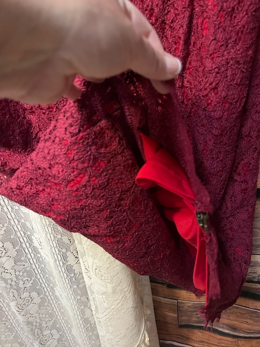 Adrianna Papell Red Lace Mini Dress (rack) - Picture 6 of 7